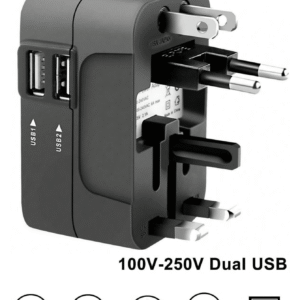 1pc Universal Travel Adapter With Dual USB Ports, 110V-240V Input