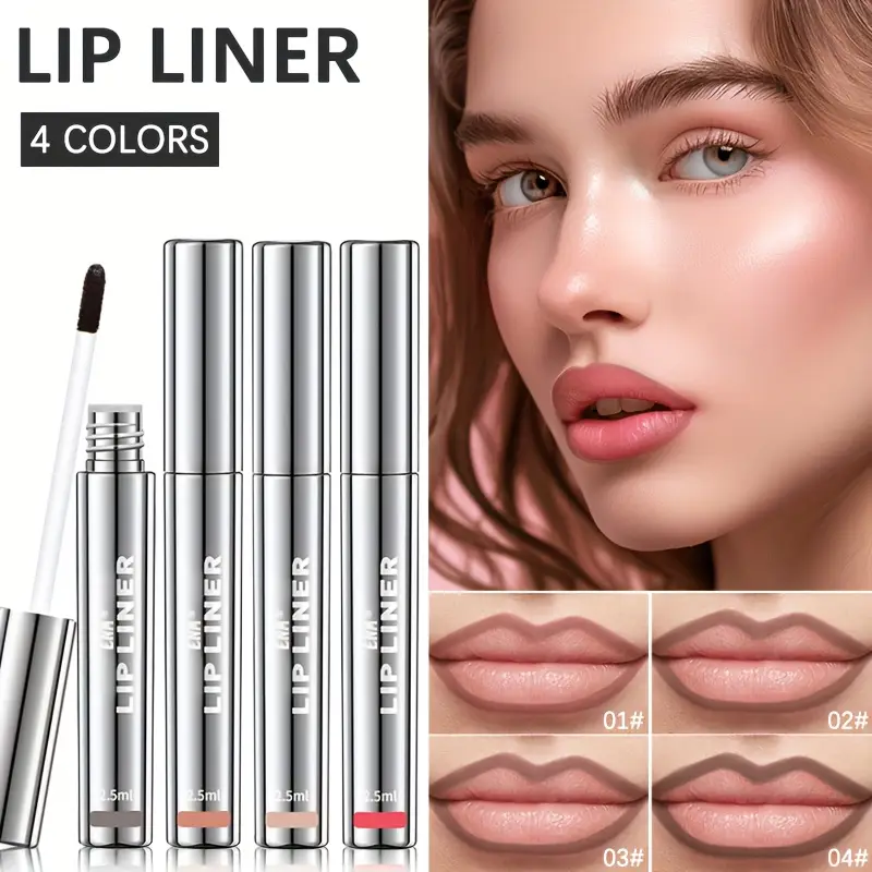 4PCS Matte Lip Liner Set – Waterproof, Long-Lasting & Smudge-Proof