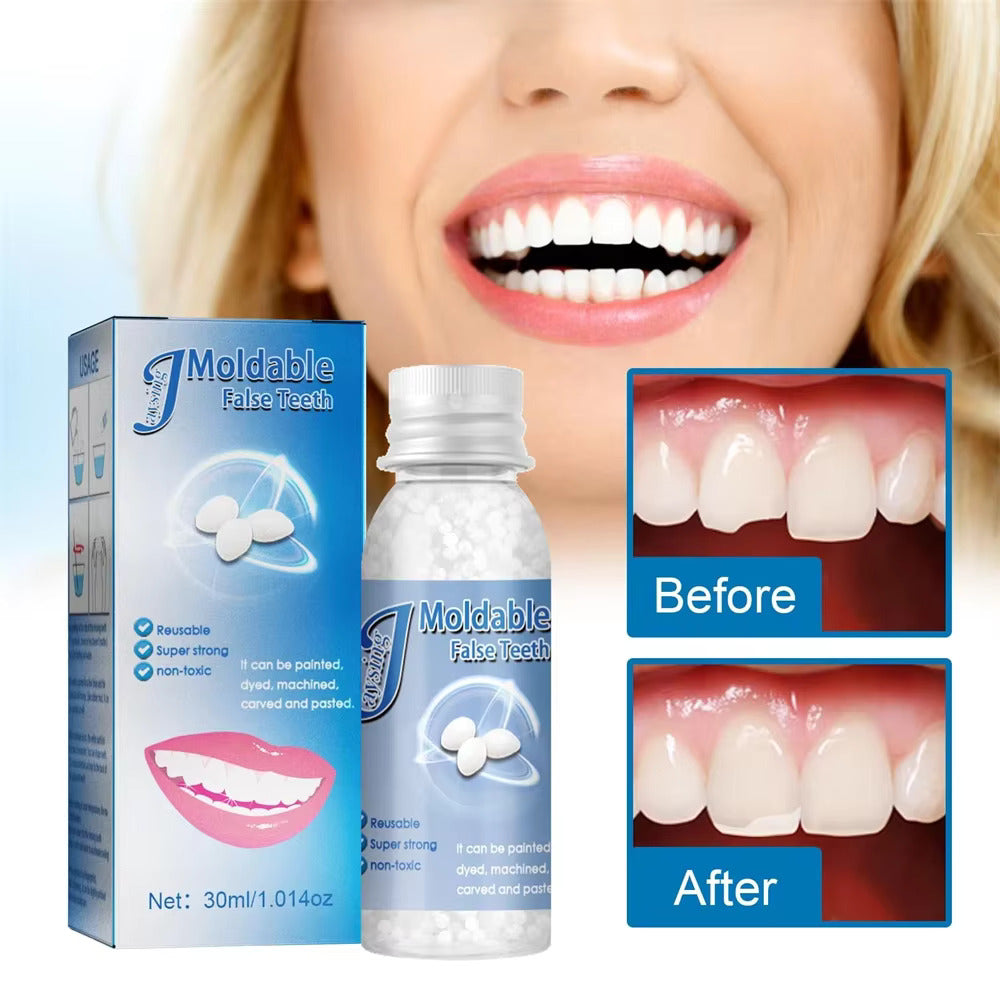 30ml Resin Temporary Tooth Repair Granules Teeth Gaps Missing Broken Tooth Filling Moldable Dentures Adhesive False Teeth Tools