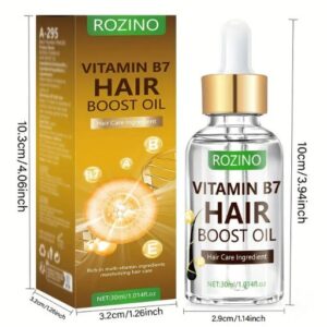 ROZINO Vitamin B7 Hair Boost Oil for Women with Jojoba Oil - Liquid Hair Treatment for Dry Hair, Enriched with Vitamins A, E & B1, Moisturizing and Strengthening, Promotes Shiny Hair - 30ml/1.014fl.oz